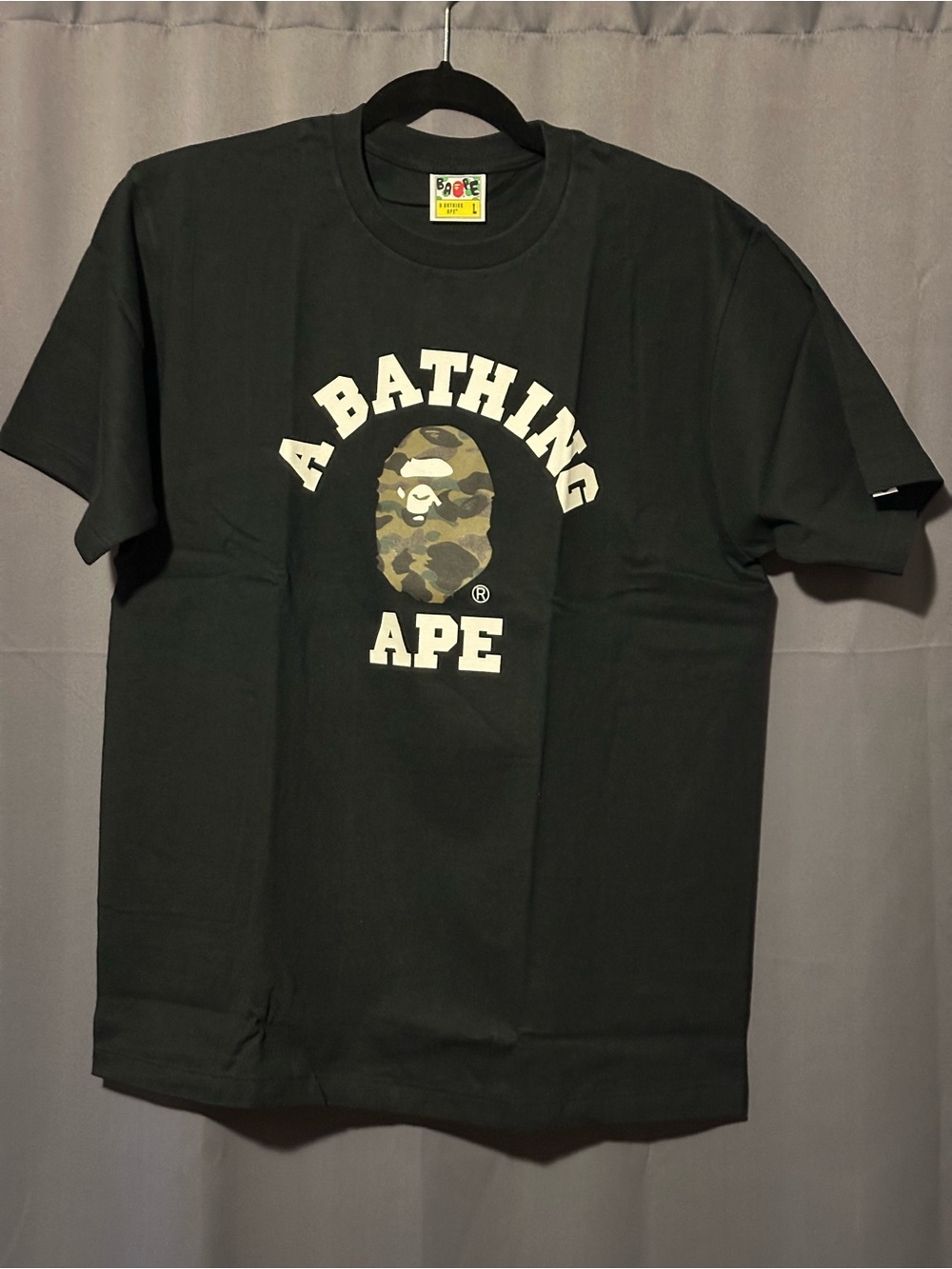 BAPE 1st Camo College Tee, Black, Large